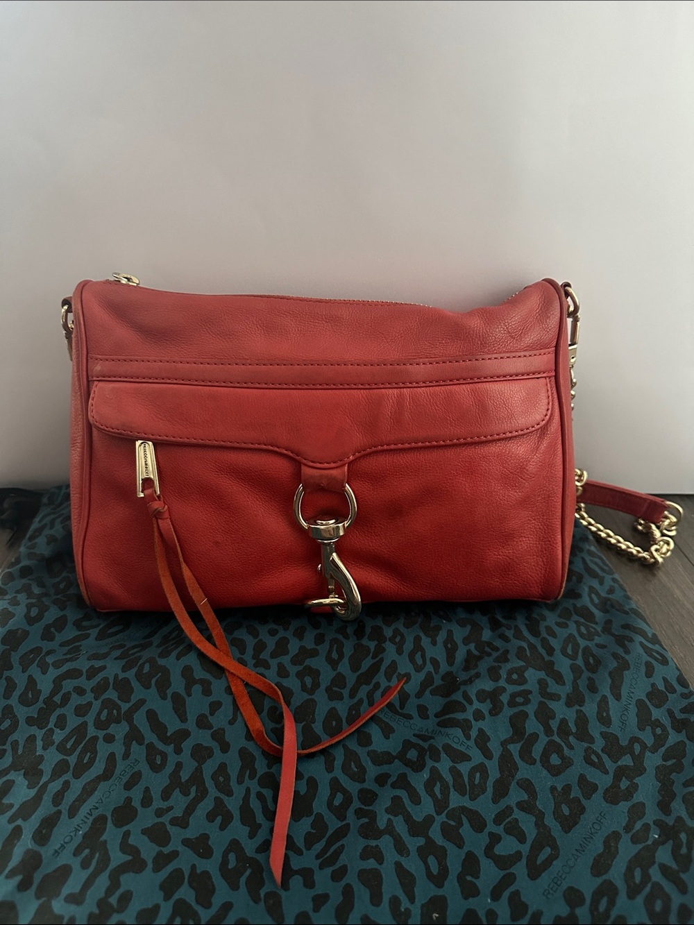 Rebecca Minkoff M.A.C. Red Leather Crossbody Bag with Gold Hardware